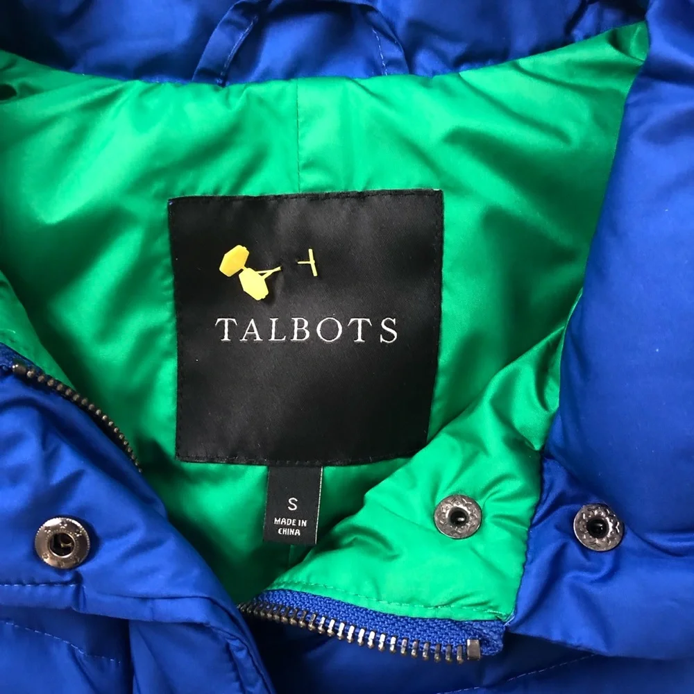 Talbots Puffer Vest Royal Blue Collar Small